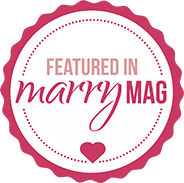 rundes Badge mit der Aufschrift featured in MarryMag
