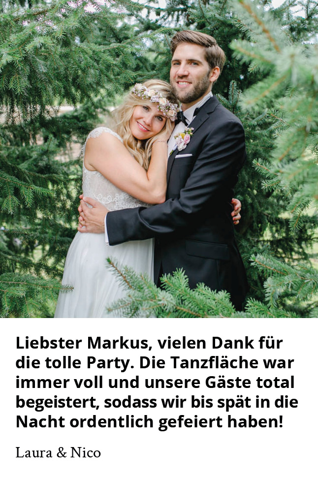 Brautpaarfoto mit positivem Feedback für Hochzeits-DJ Markus Rosenbaum