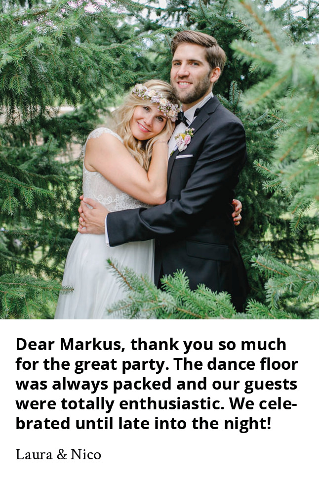 Bridal couple photo with positive feedback for wedding DJ Markus Rosenbaum